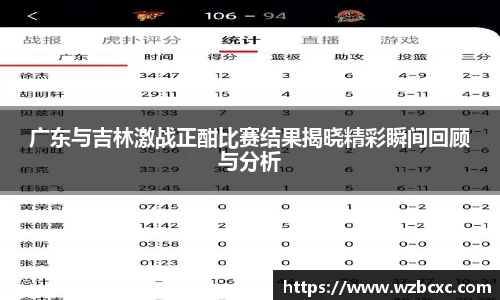 广东与吉林激战正酣比赛结果揭晓精彩瞬间回顾与分析